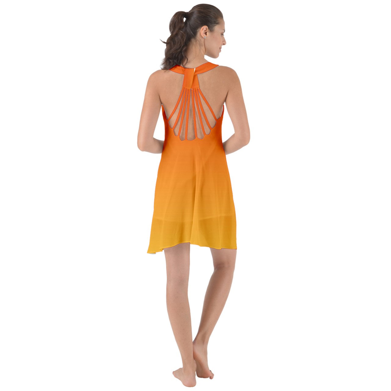 Show Some Back Chiffon Dress Tangerine Ombre