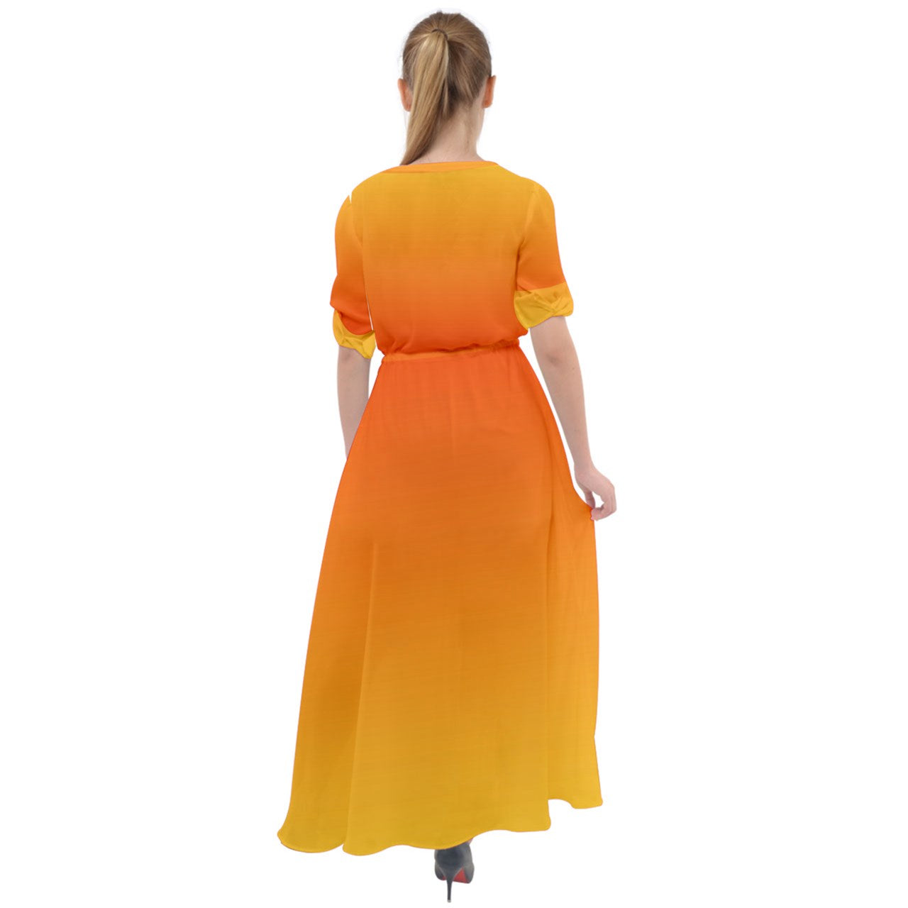 Tangerine Waist Tie Boho Maxi Dress