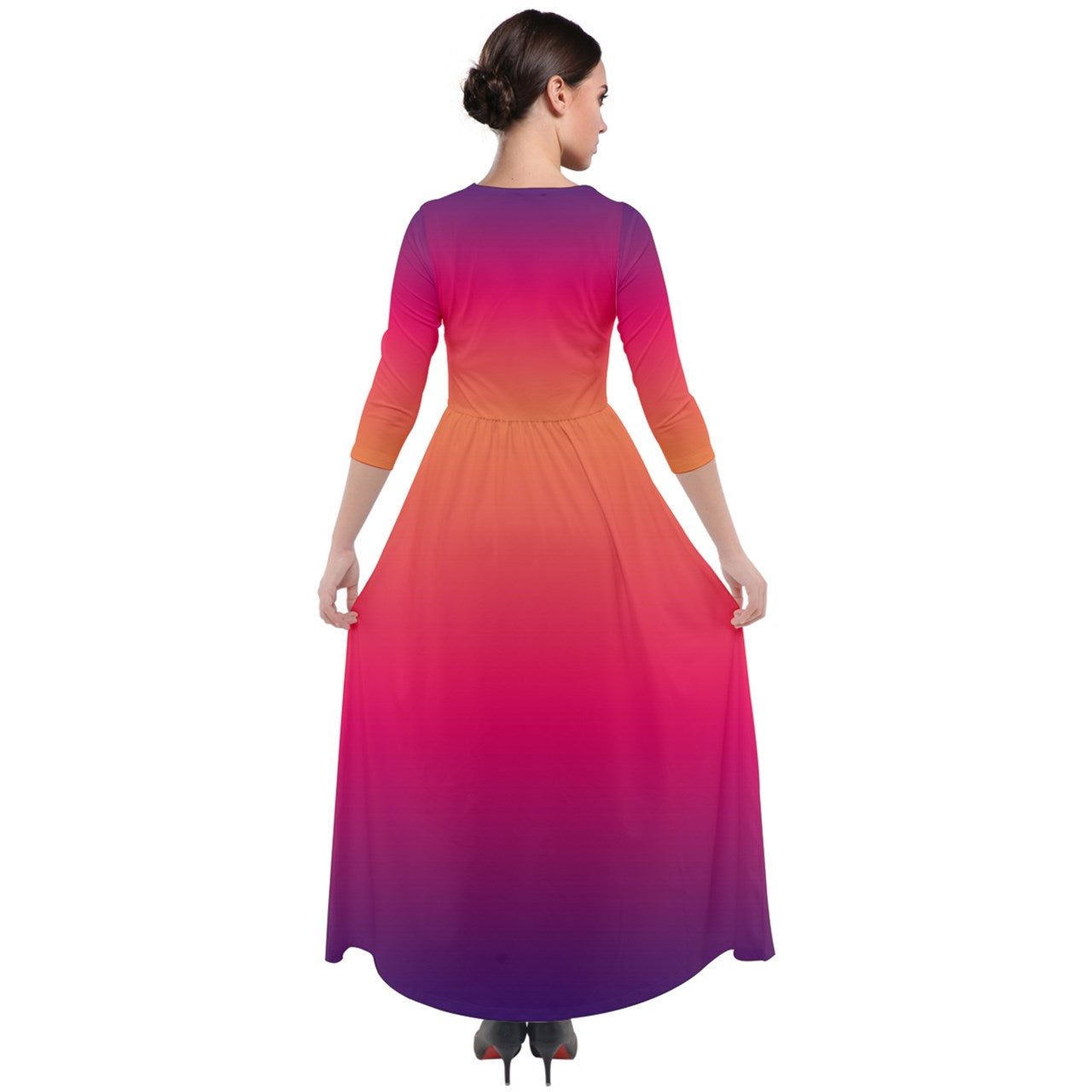 Velour Maxi Dress with 3/4 Sleeve, Fall Dress, Winter Dress, Autumn Dress