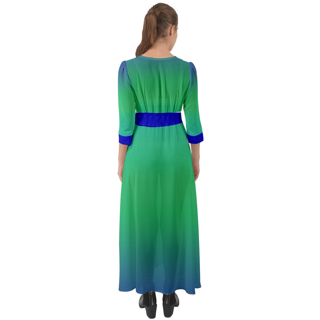 Ombre Button Up Boho Maxi Dress, "Ocean Breeze Elegance", Plus Size Dress