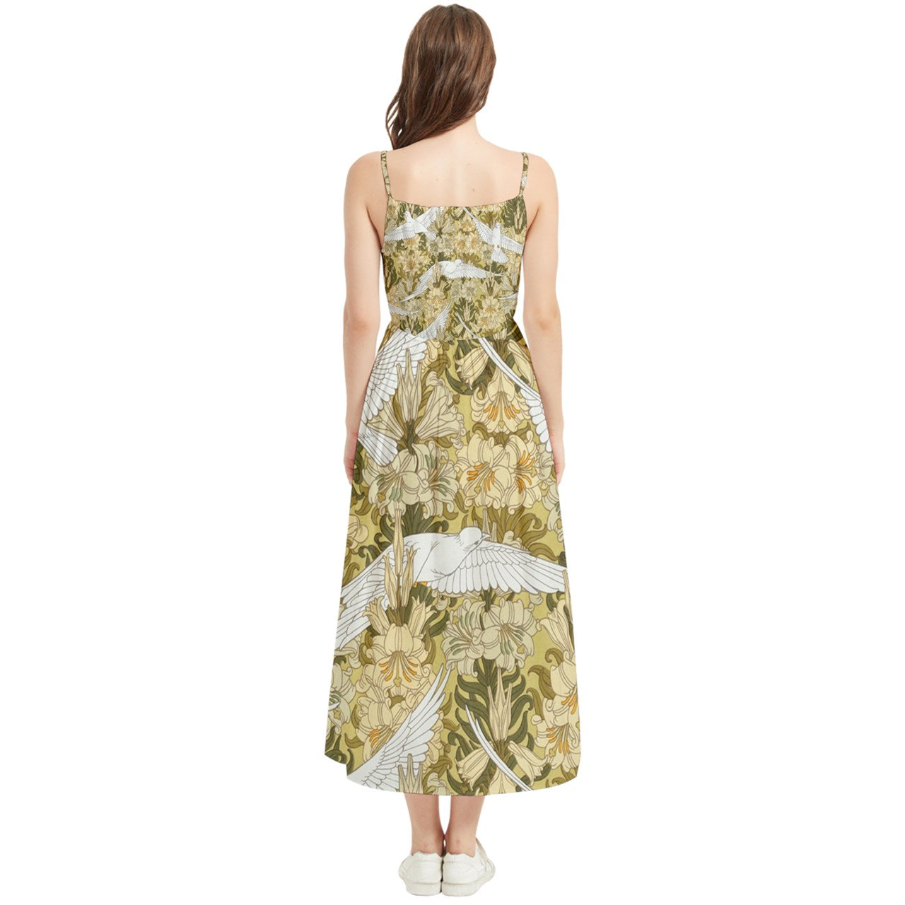 Boho Sleeveless Summer Dress, Art Nouveau Dress, Flying Doves Verneuil