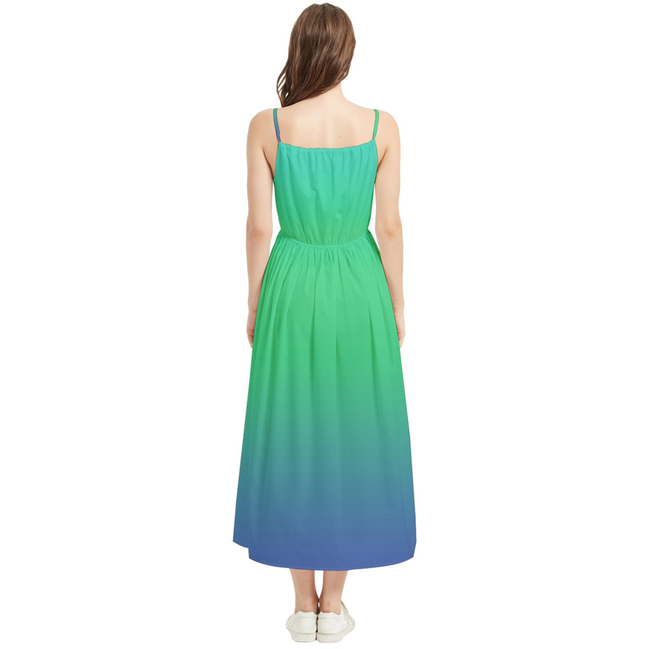 Green Blue Boho Sleeveless Summer Dress