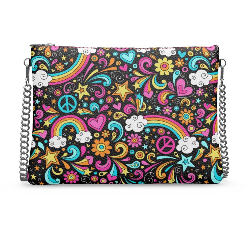 60s Hippie - Peace and Love Crossbody Bag in Nappa or Vegan Leather