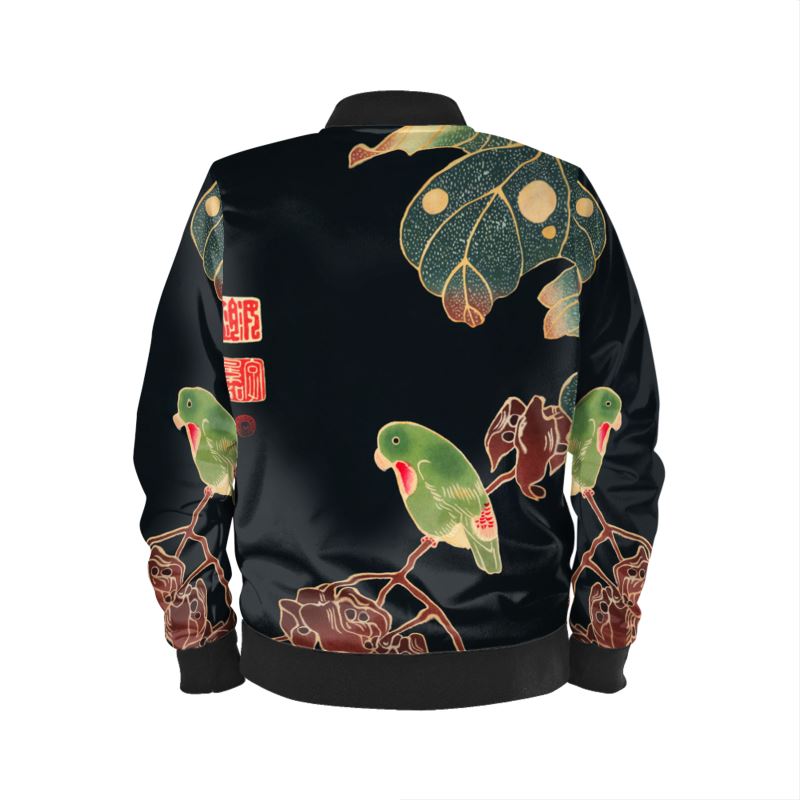 Asian Art Print Bomber Jacket (Museum Collection) in Marbled Velvet, Jersey, Satin or Waterproof Outer