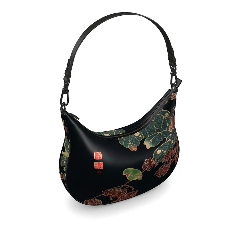Nappa Leather Hobo Bag - Vintage Ito Jakuchu Museum Print