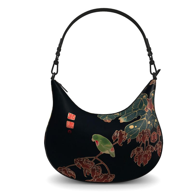 Nappa Leather Hobo Bag - Vintage Ito Jakuchu Museum Print