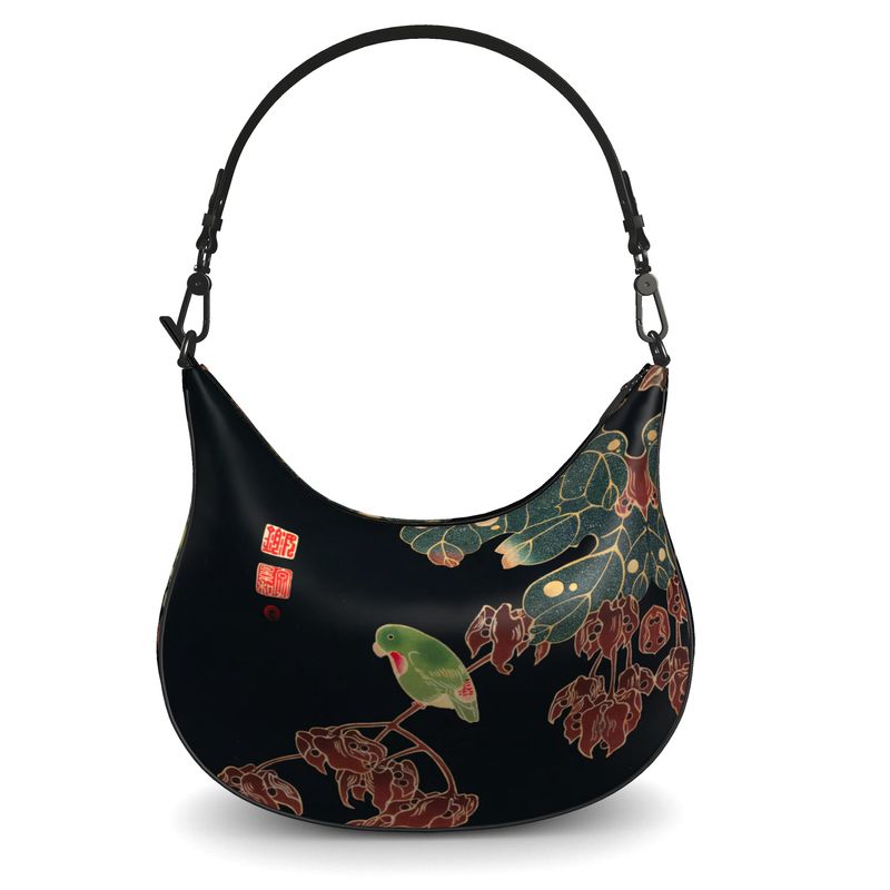Nappa Leather Hobo Bag - Vintage Ito Jakuchu Museum Print