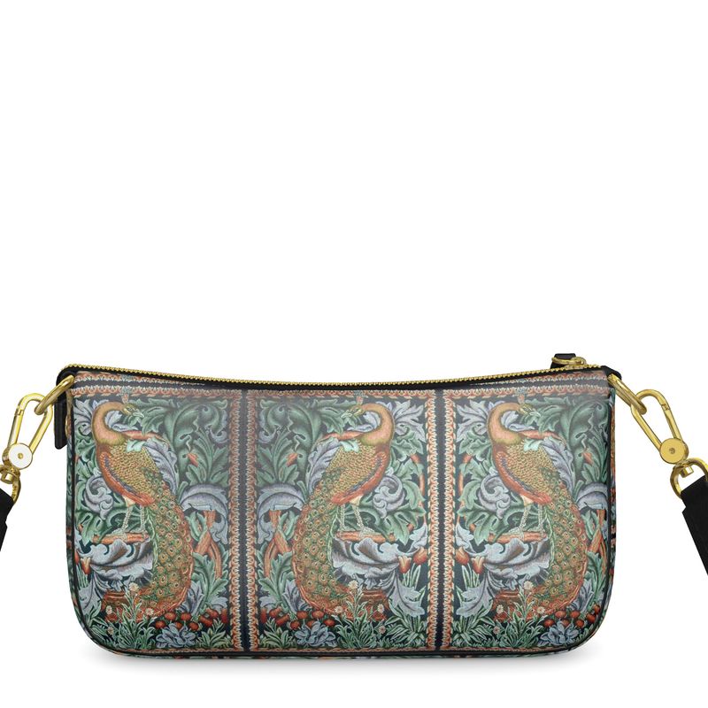 Sling bag, Art Nouveau Nappa Leather Handbag, William Morris Print leather zip top handbag, Art Nouveau Bag