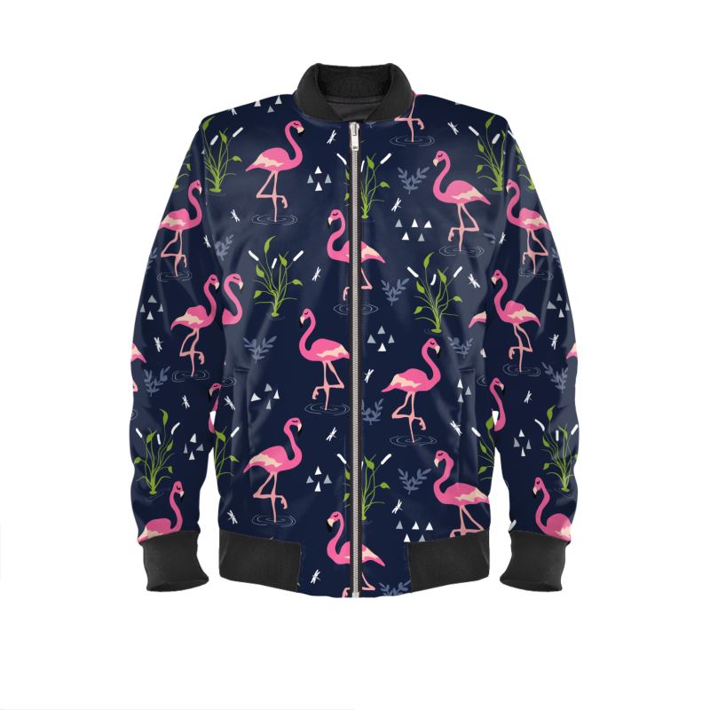 Bomberjacke im Retro-Flamingo-Print für Unisex