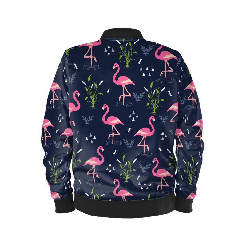 Bomberjacke im Retro-Flamingo-Print für Unisex
