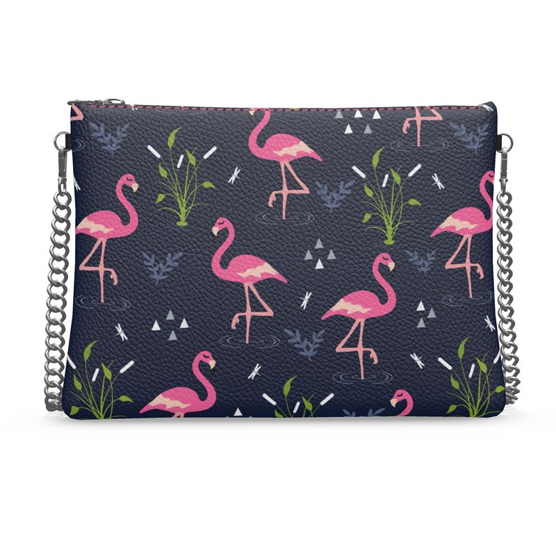 Miami Flamingo Crossbody Bag With Chain