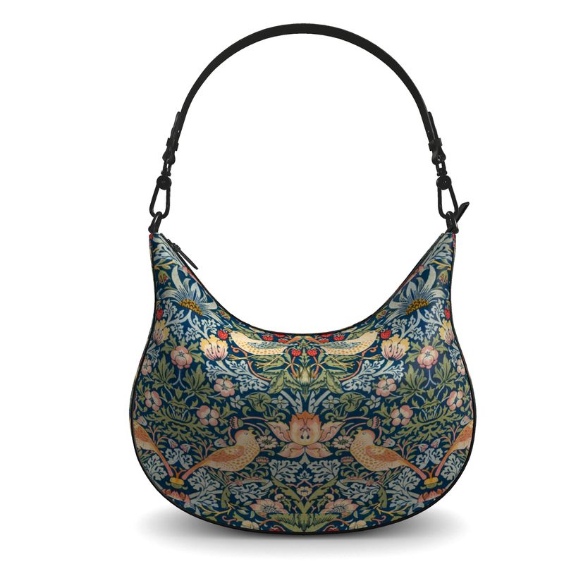 Nappa Leather Art Nouveau Curve Hobo Bag- William Morris Strawberry Thieves