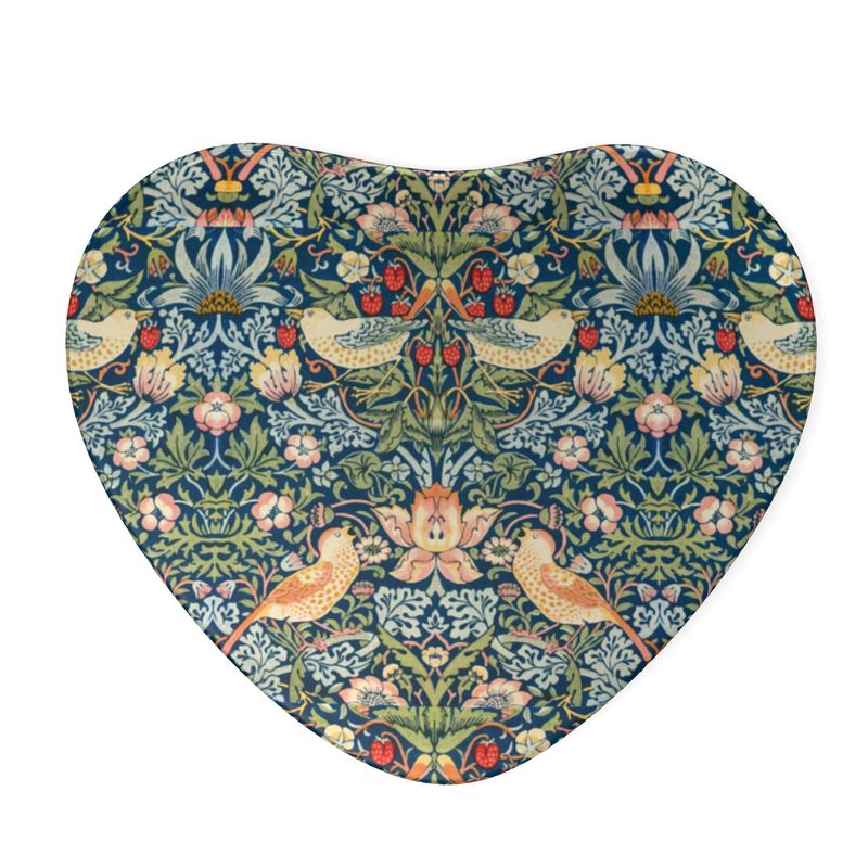 Collier Coeur Art Nouveau en Argent Massif, William Morris &quot;The Strawberry Thieves&quot;