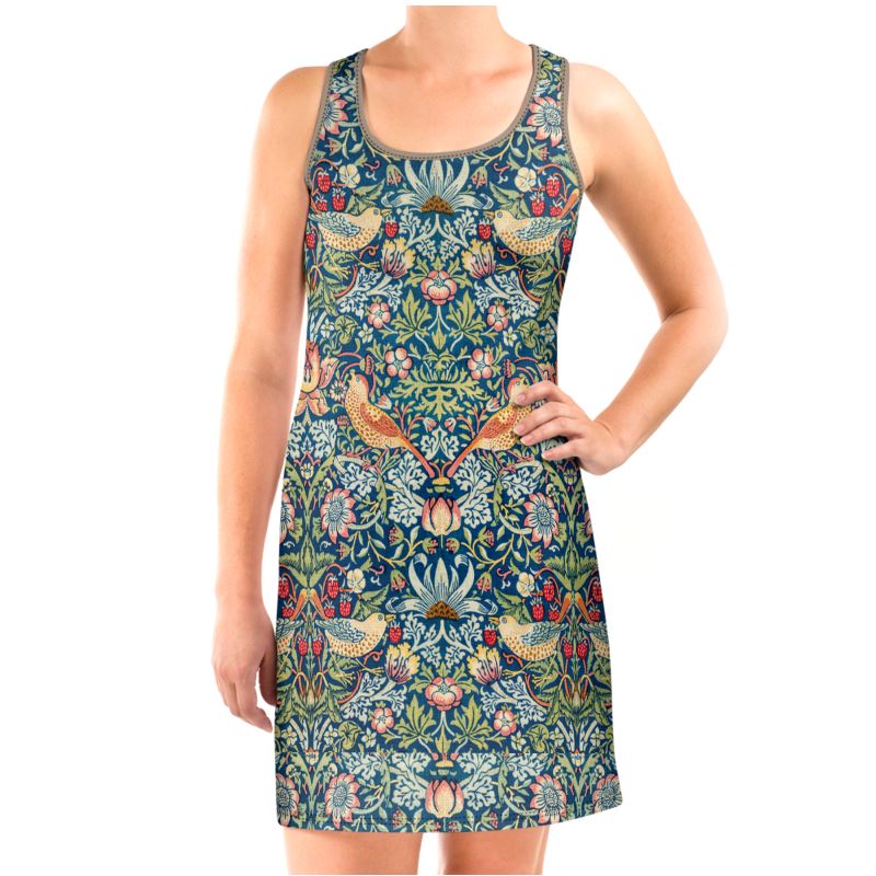 Art Nouveau Halter Dress, William Morris &quot;The Strawberry Thieves&quot; Art Nouveau Halter Dress