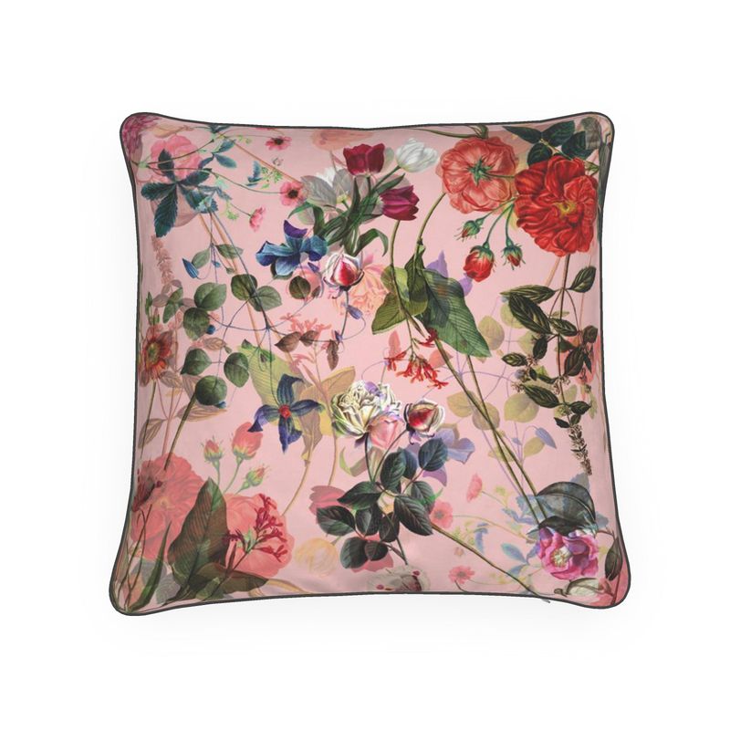 Luxus-Kissen mit Einlage - Rosa Blumenmuster 