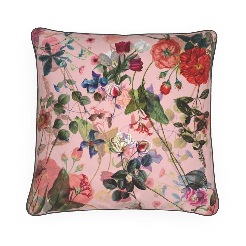 Luxus-Kissen mit Einlage - Rosa Blumenmuster 
