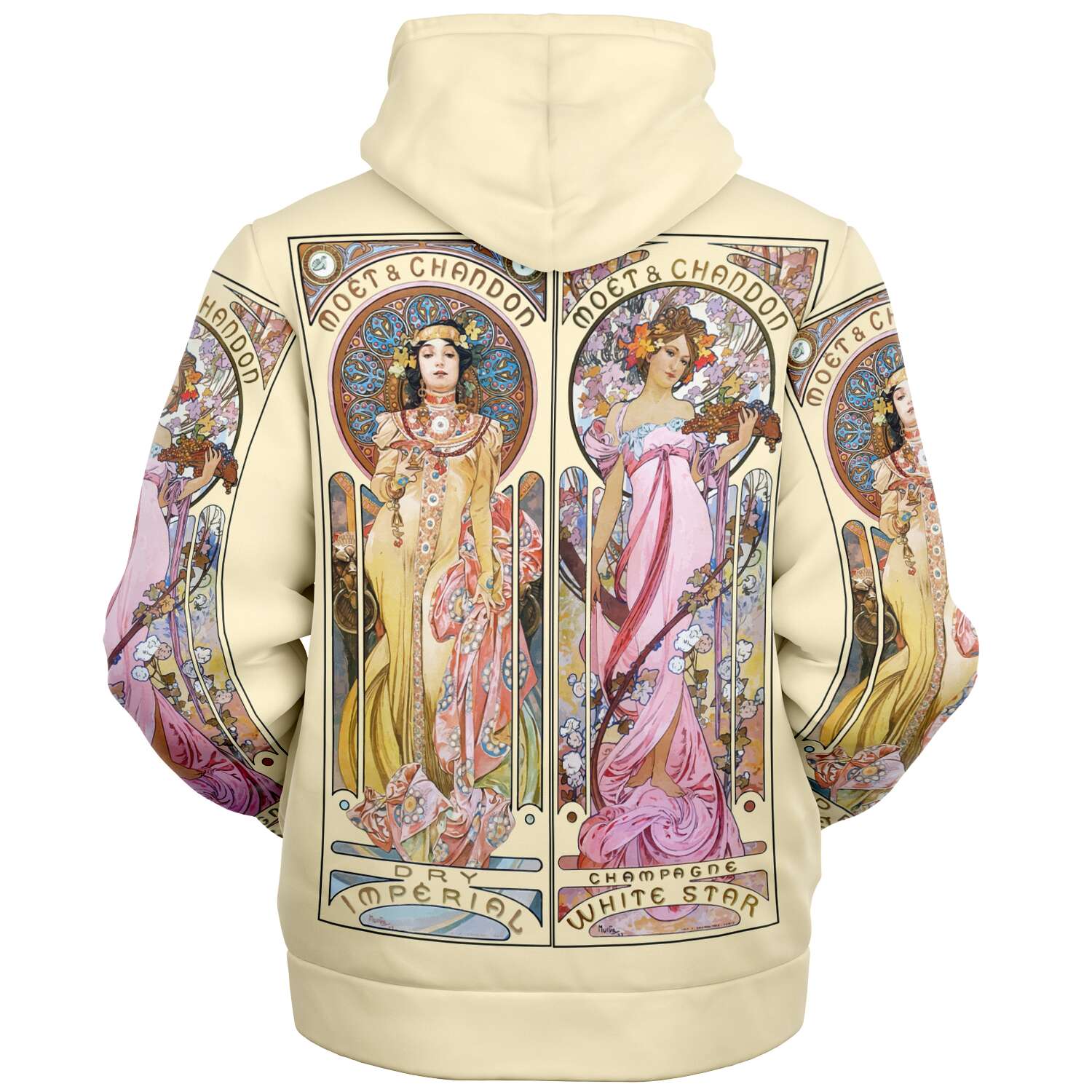 Microfleece Zip Hoodie Art Nouveau Alphonse Mucha Moet And Chandon