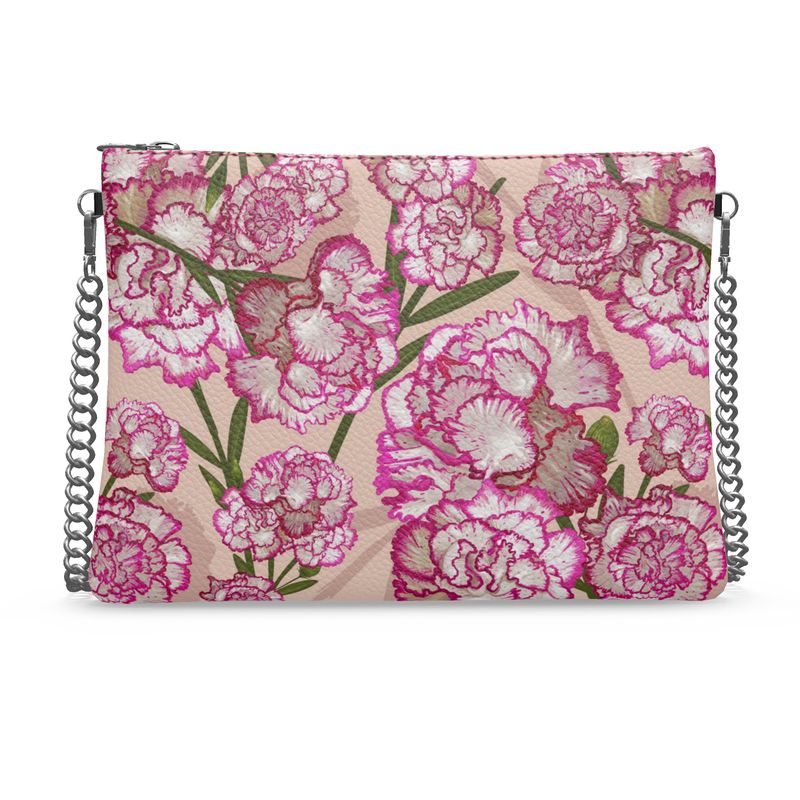 Pink Carnation Crossbody Leather Bag