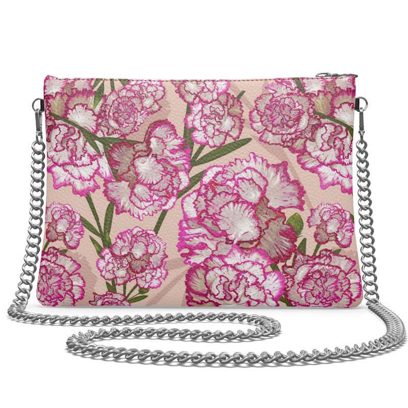 Pink Carnation Crossbody Leather Bag