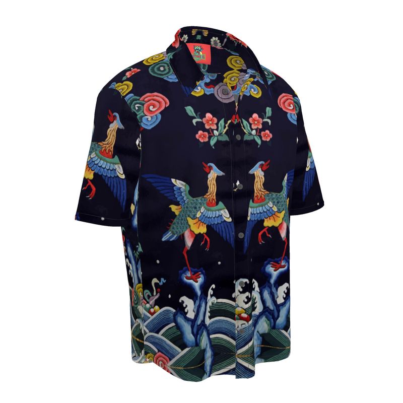 JUSQU&#39;AU 7XL !! Chemise à manches courtes grue chinoise ancienne