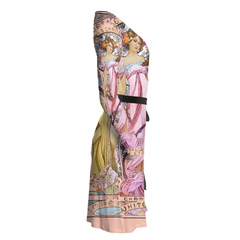 Alphonse Mucha Champagne Wrap Dress