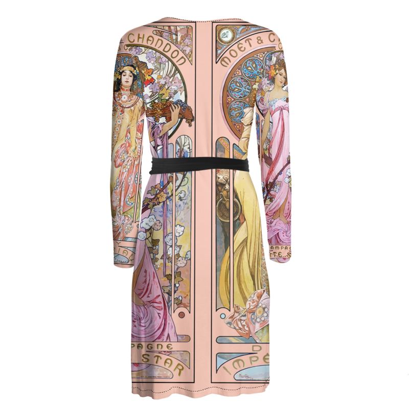 Alphonse Mucha Champagne Wrap Dress