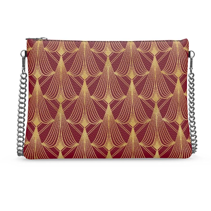 Maroon and Gold Art Deco Crossbody Bag