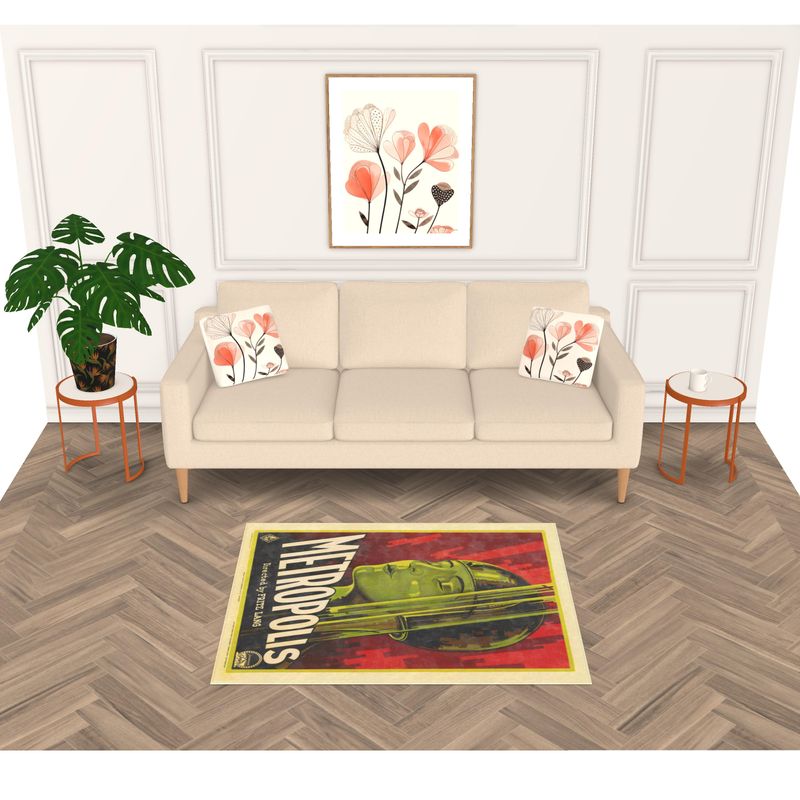 Classic Art Deco Sci Fi &quot;Metropolis&quot; Velvet Shimmer Rug