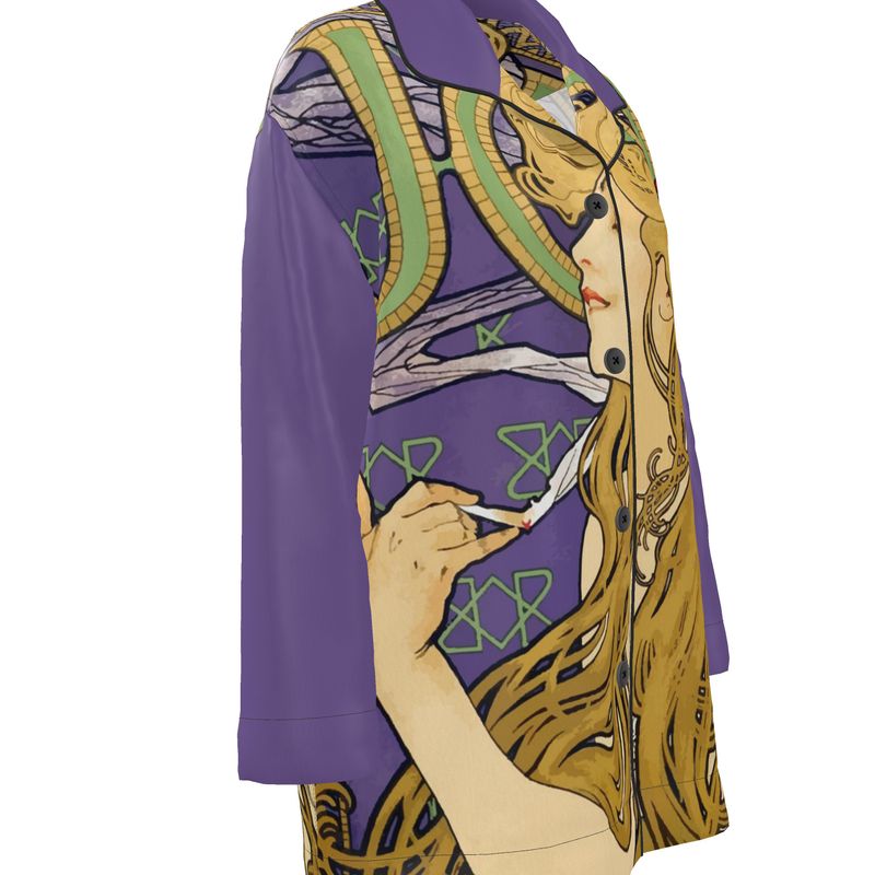 Art nouveau silk or pima cotton pajama top