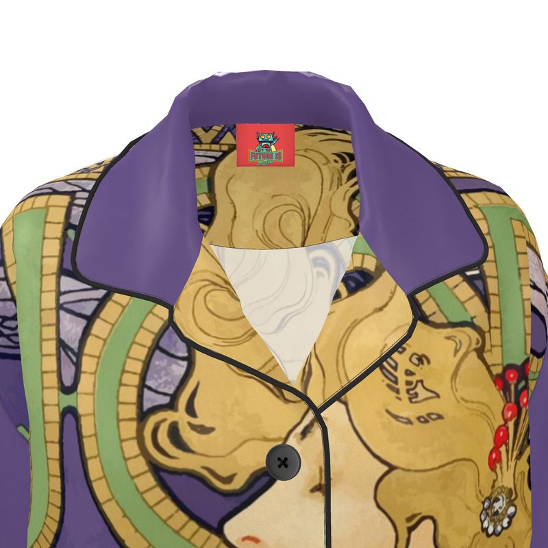 Art nouveau silk or pima cotton pajama top