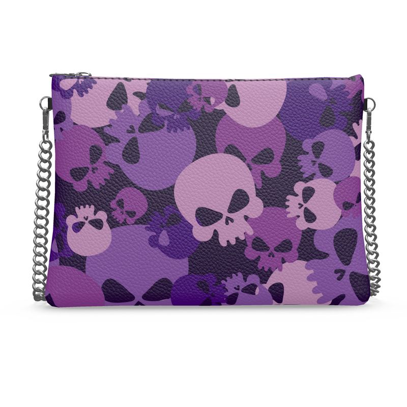 Purple Skull Camo Cross body Bag with Chain