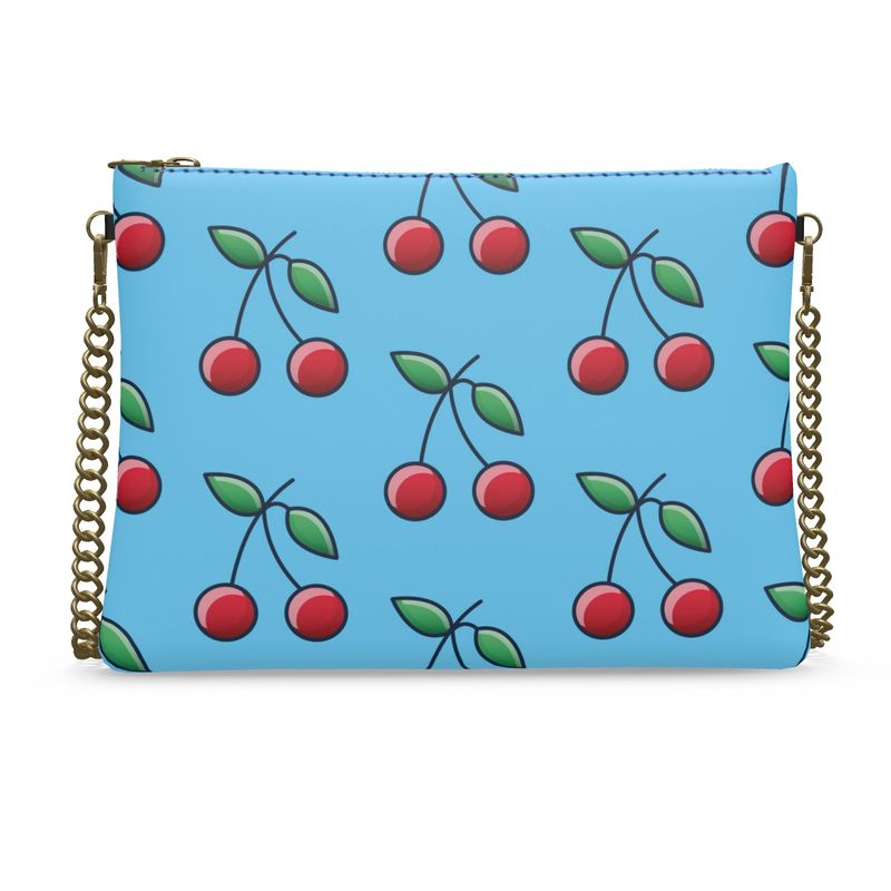 Nappa Leather Crossbody Bag in cherry and Sky High Blue