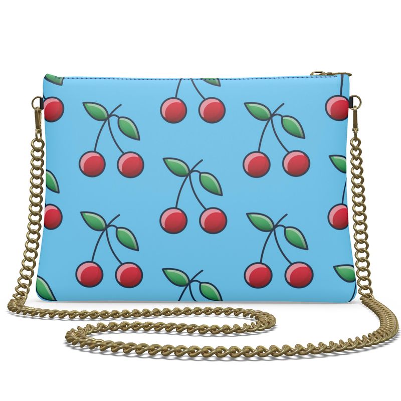 Nappa Leather Crossbody Bag in cherry and Sky High Blue