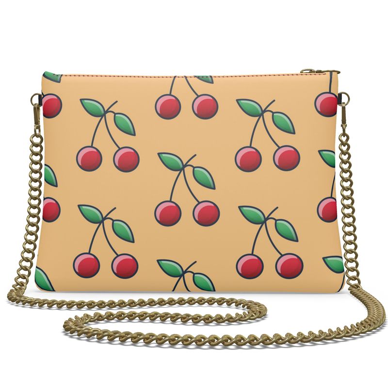 Cherry and Peach Crossbody Bag with Chain