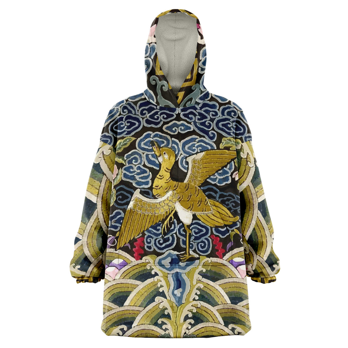 17th Century Chinese Art &#39;Rank Badge&#39; Snug Hoodie, Silky Micro-Mink Polyester, Ultra-Soft Microfiber Fleece, One Size Fits All