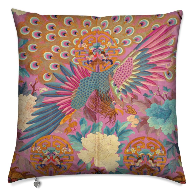 Cushion Cover Vintage Chinese Kimono Design, Velvet and Cotton