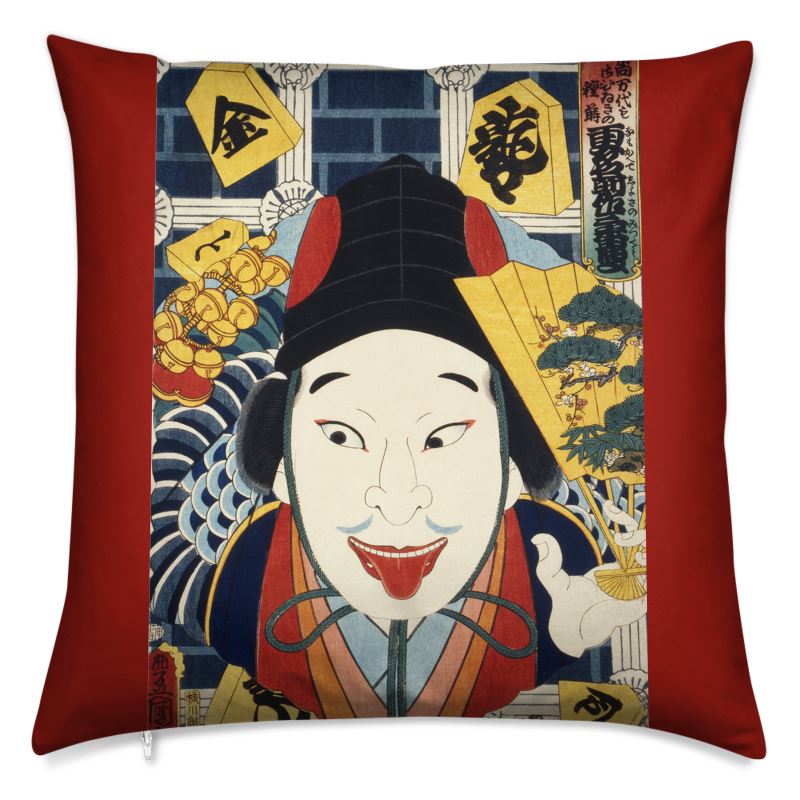 Luxury Cushion Cover in Velvet - Vintage Japanese Ukiyo-e Art