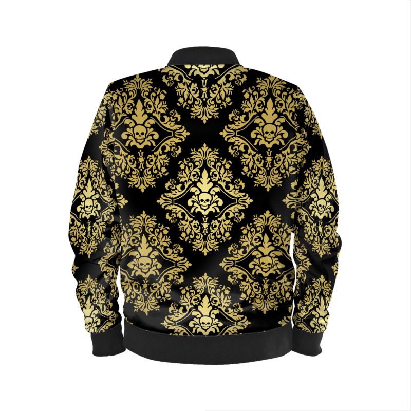 Bomber Jacket Gold Skull Damask