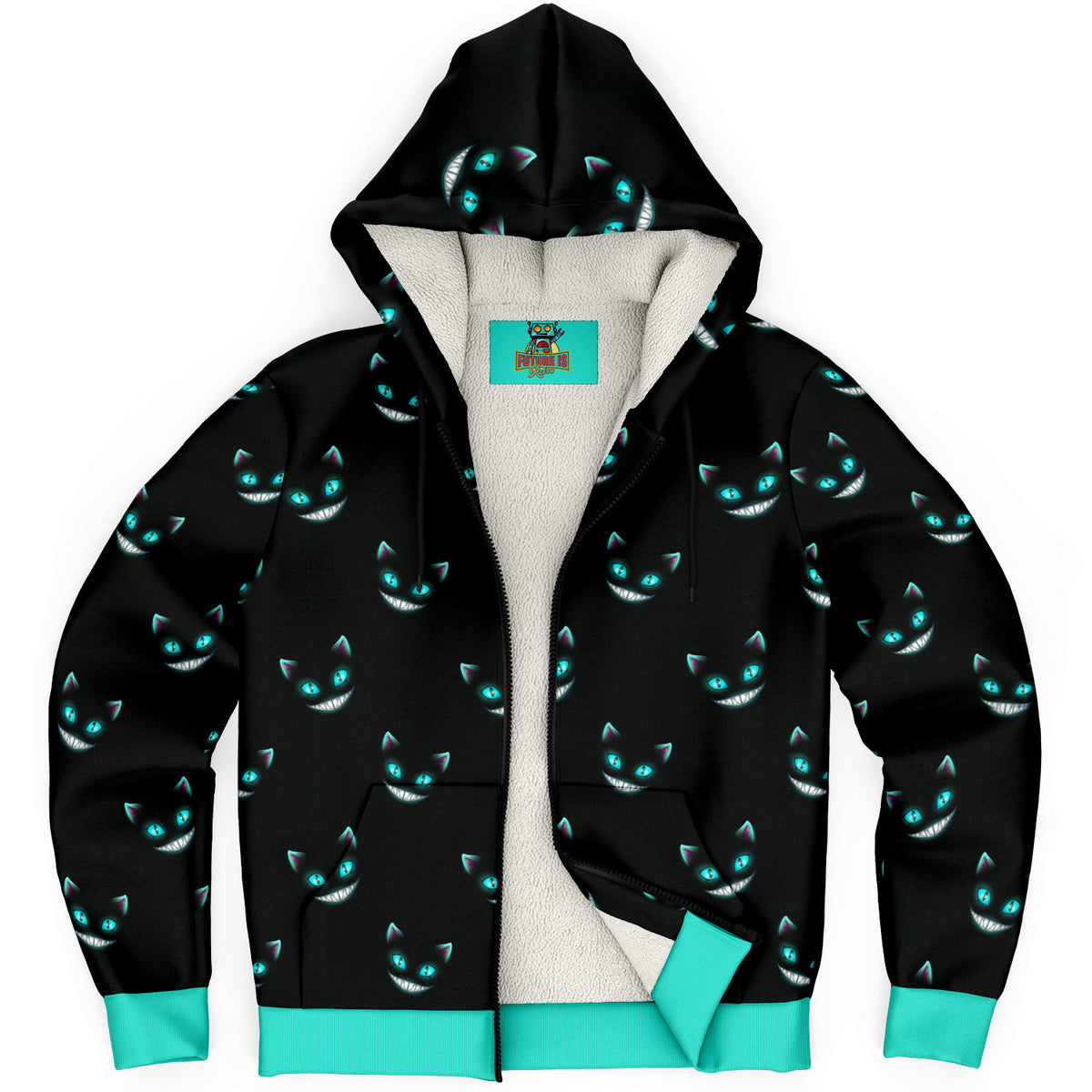 Cheshire Cat Microfleece Zip hoodie (smaller pattern)