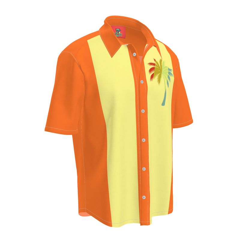 Short Sleeve Shirt, Retro Bowling Shirt 50s Tropical
