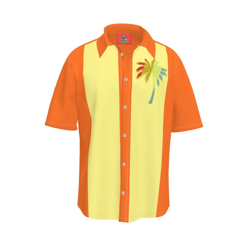 Short Sleeve Shirt, Retro Bowling Shirt 50s Tropical