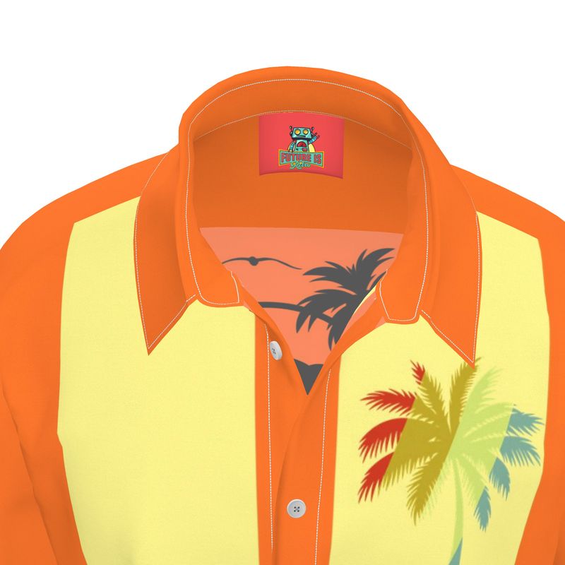 Short Sleeve Shirt, Retro Bowling Shirt 50s Tropical