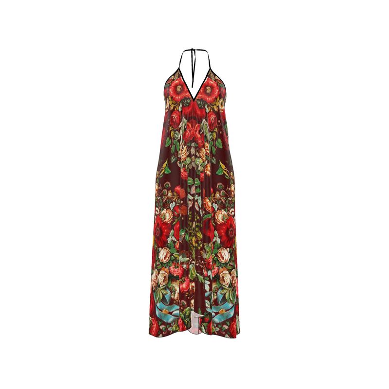 Silk Halterneck Maxi Dress, Art nouveau Floral