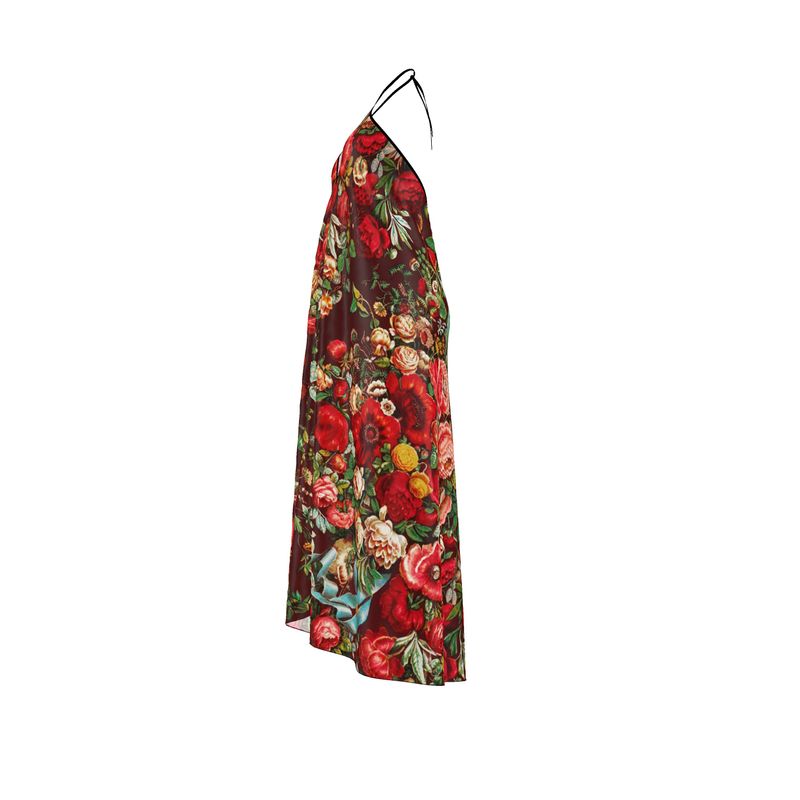 Silk Halterneck Maxi Dress, Art nouveau Floral