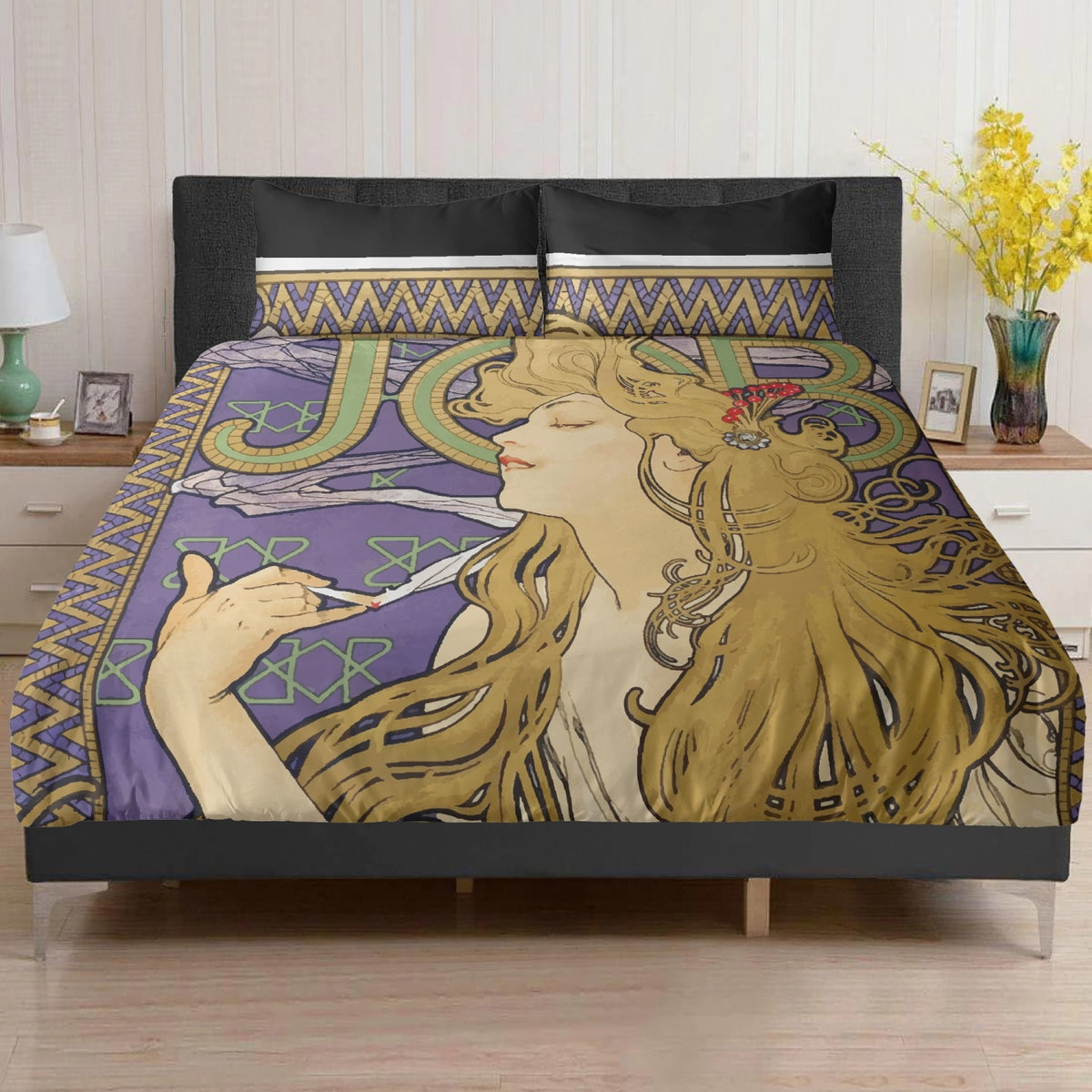 Bedding Set - Boho Aesthetic Art Nouveau Alfonse Mucha Print