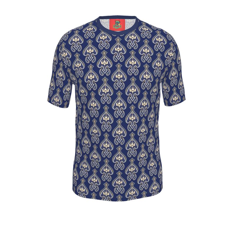 Luxury Tee Shirt blue art deco, Pima Cotton,