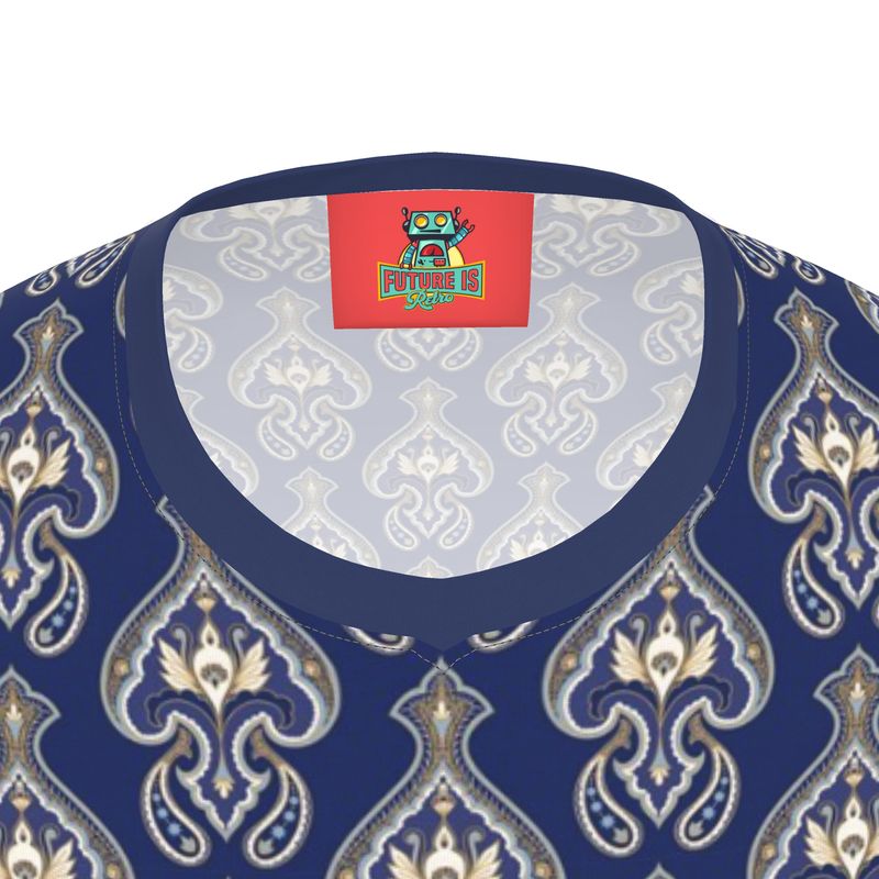 Luxury Tee Shirt blue art deco, Pima Cotton,