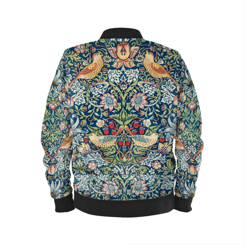 Bomber Jacket William Morris Strawberry Thieves - Art Nouveau Inspired, Handmade, Timeless Vintage Fashion