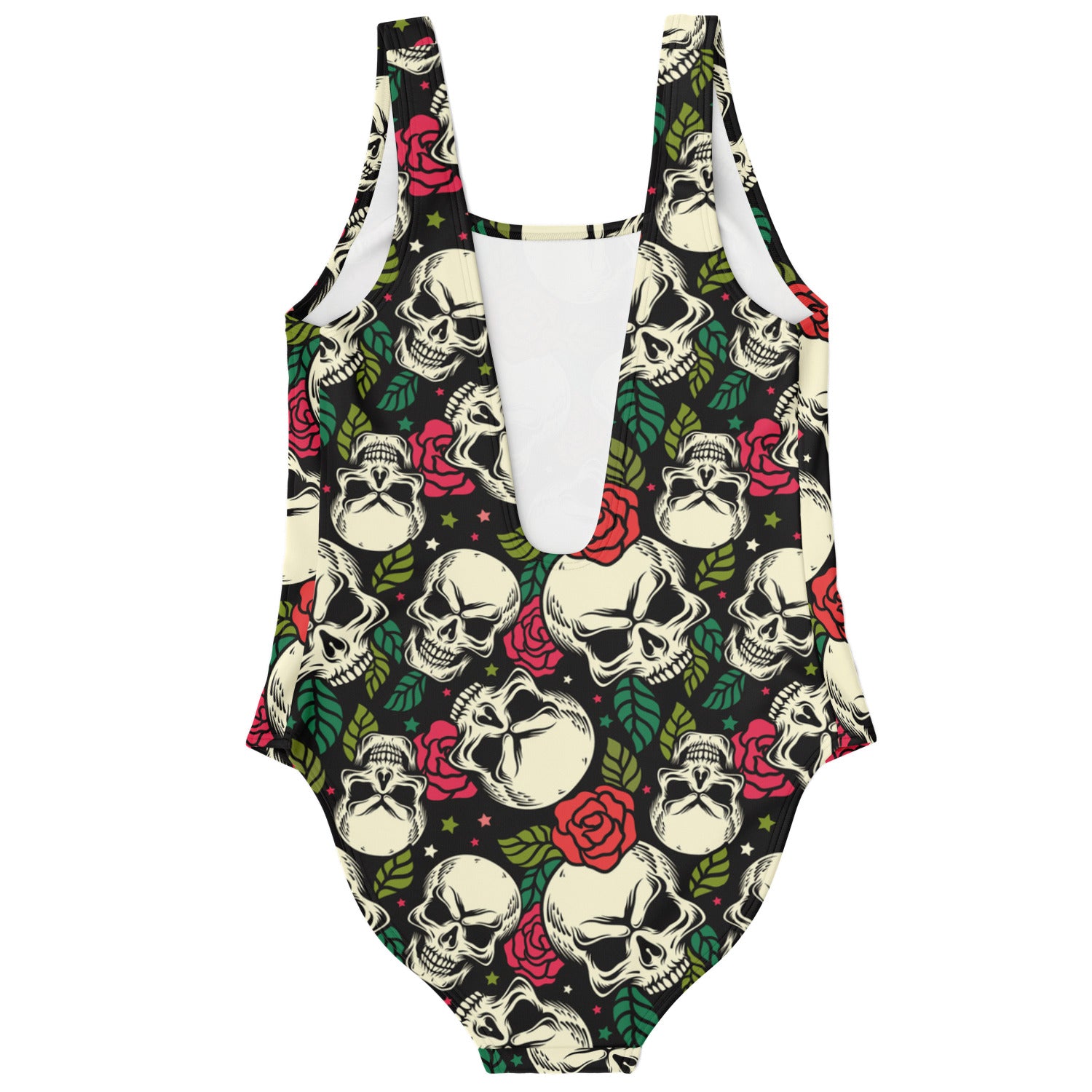 Skull and roses one piece swimsuit