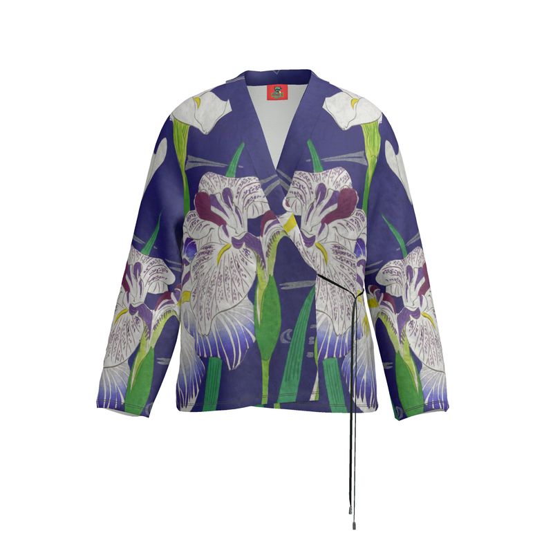 Velvet Wrap Blazer In Japanese  Ukiyo-e Floral Print